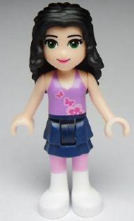 LEGO Minifigure-Emma, Dark Blue Layered Skirt, Medium Violet Top, White Boots-Friends-FRND007-Creative Brick Builders